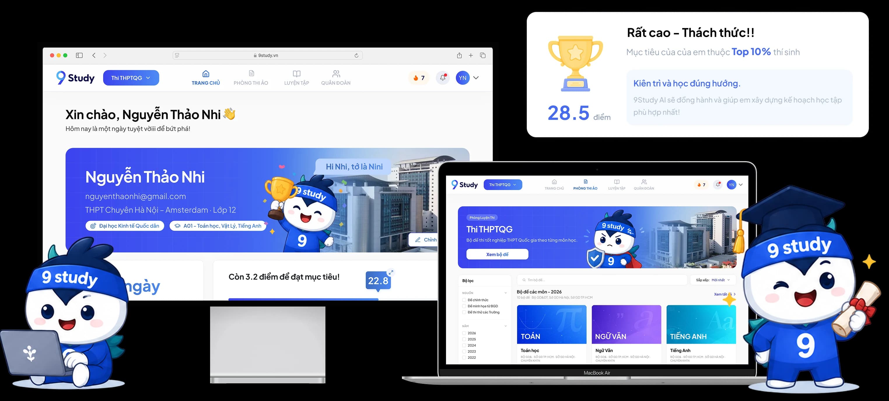 Ảnh giao diện tổng quan cho web 9study.vn