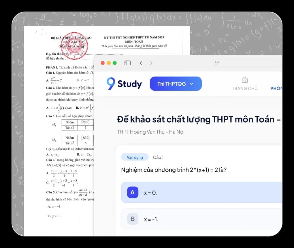 Giao diện phòng thi ảo 9Study